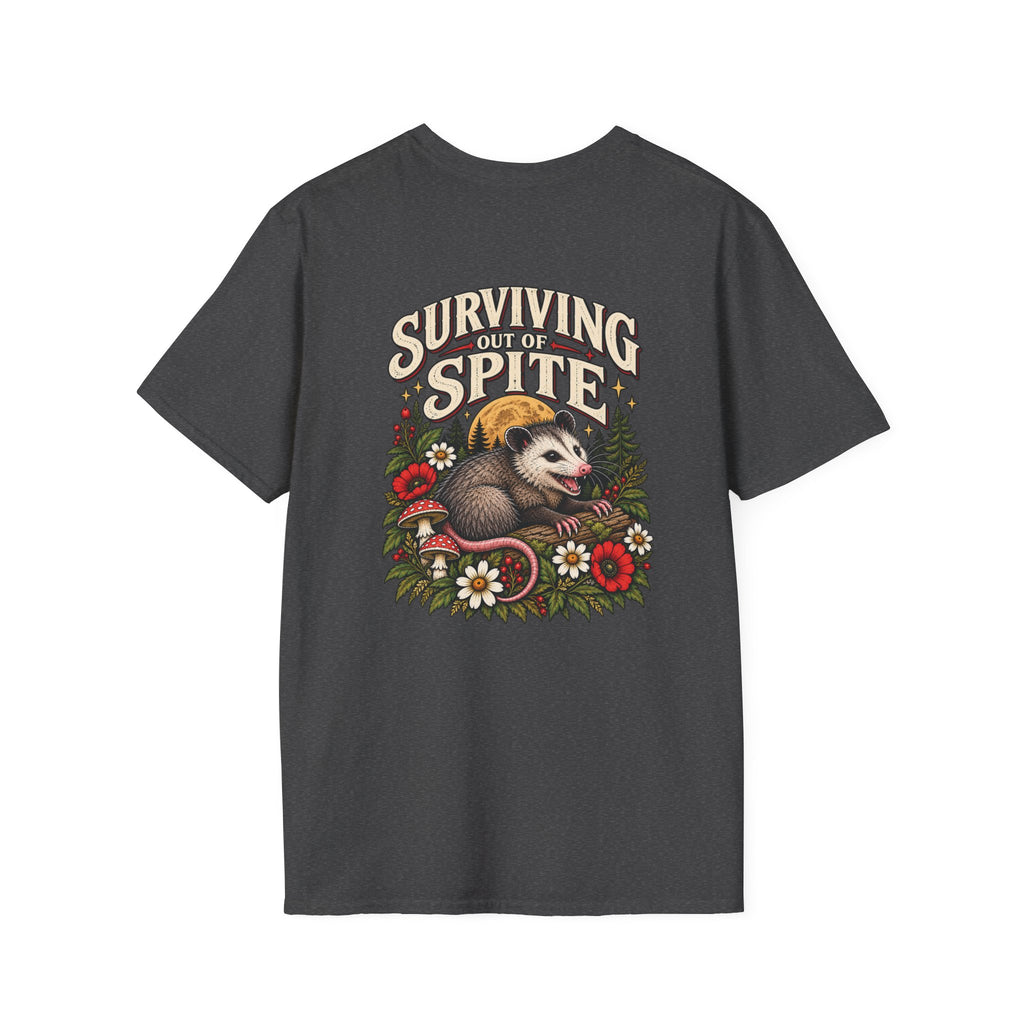 Surviving Out of Spite Possum T-Shirt — Vintage Floral Psyche Tee