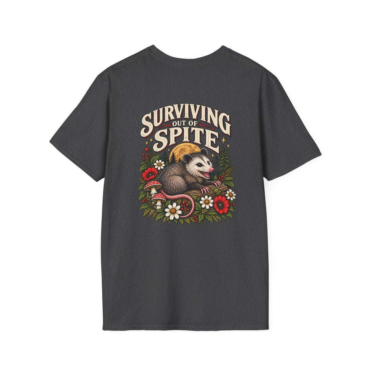 Surviving Out of Spite Possum T-Shirt — Vintage Floral Psyche Tee