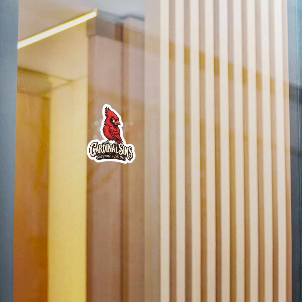 Cardinal Sins Red Bird Vinyl Sticker — Kiss-Cut Decal (Good People • Bad Ideas)