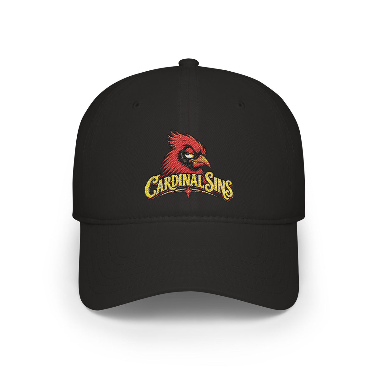 Cardinal Sins Embroidered Baseball Cap — Vintage Red Cardinal Logo
